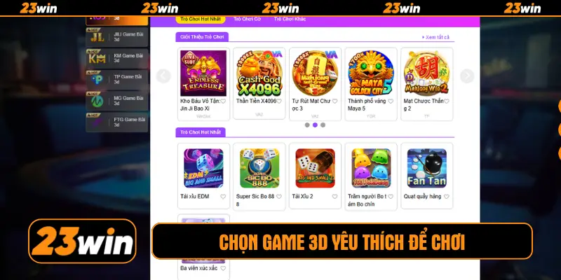 Chọn game 3D yêu thích để chơi