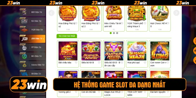 Hệ thống game slot đa dạng nhất