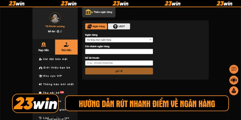 Hướng dẫn rút nhanh điểm về ngân hàng