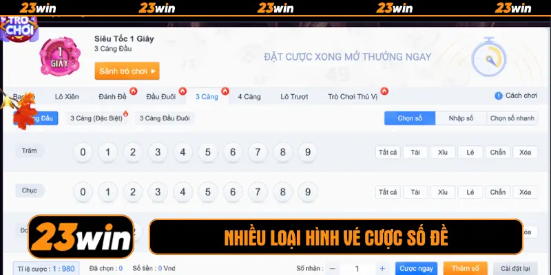 Nhiều loại hình vé cược số đề